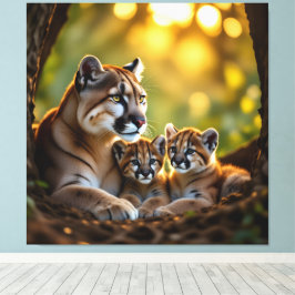 Impressão Em Tela Pumafamilie im Herzen der Berge