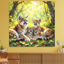 Impressão Em Tela Pumafamilie im Herzen der Berge