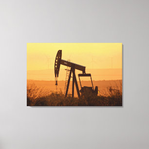 Impressão Em Tela Pump Jack Pumping Oil In West Texas, EUA