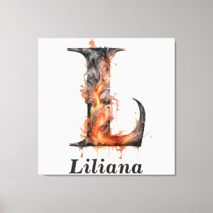 Impressão Em Tela Pumpkin Halloween - Letra L Monograma Floral