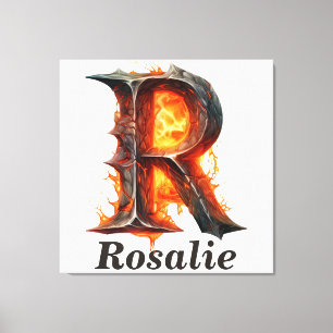 Impressão Em Tela Pumpkin Halloween - Letra R Monograma Floral