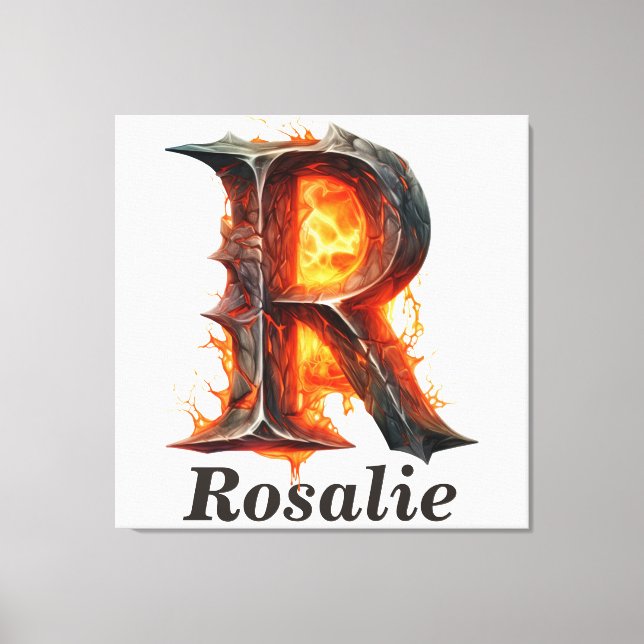 Impressão Em Tela Pumpkin Halloween - Letra R Monograma Floral (Frente)