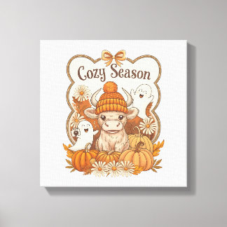 Impressão Em Tela Pumpkin-highland Cow Ghost Halloween