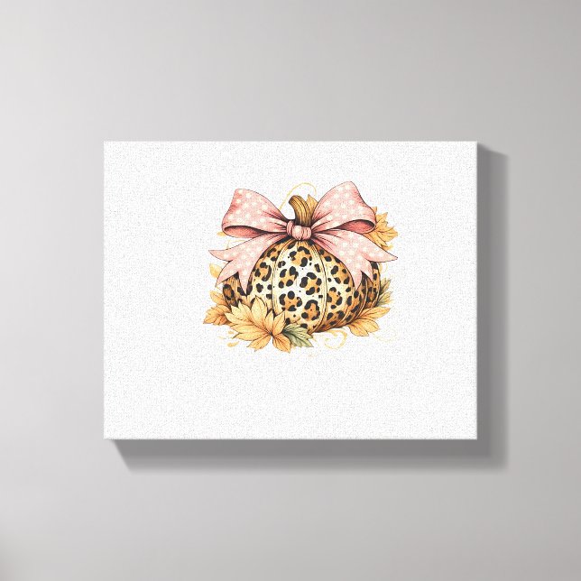 Impressão Em Tela Pumpkin Leopardo Coquette com Arco Rosa - Queda do (Frente)