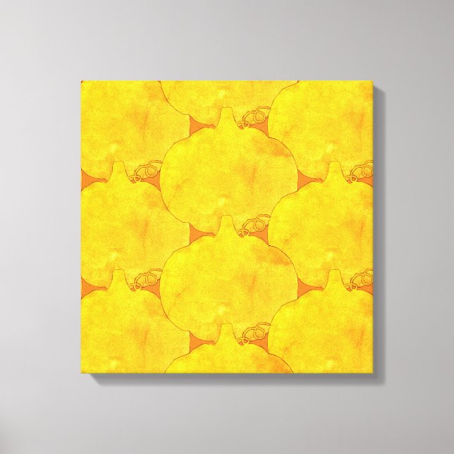 Impressão Em Tela Pumpkin Watercolor Patterno Painting (Frente)