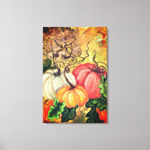 Impressão Em Tela Pumpkins - Arte com Aquarela