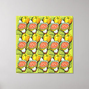 Impressão Em Tela Pumpkins, Sopa e Fundo Raspado