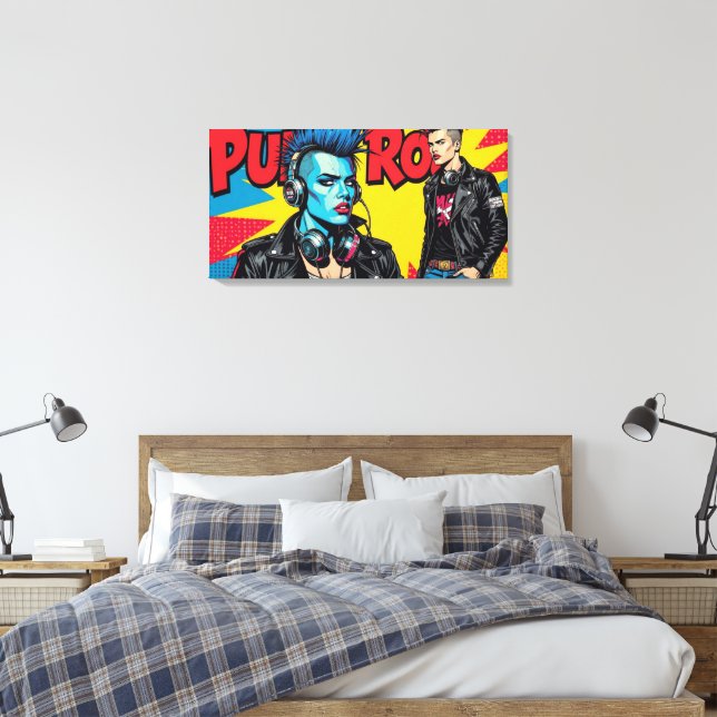 IMPRESSÃO EM TELA PUNK ROCK PARA SEMPRE-3 (Insitu(Quarto))