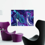 Impressão Em Tela Púrpura e Abstrato de cor azul<br><div class="desc">Pour painting style abstrato fluid art em azul,  roxo,  lacre e turquesa.</div>