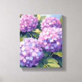 Impressão Em Tela Púrpura Hydrangeas Floral Watercolor Pintura