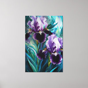 Impressão Em Tela *~* Púrpura Irrises Flores Iris Pintura AP84