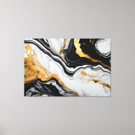 Impressão Em Tela Quadro abstrato Mármore preto, branco, dourado