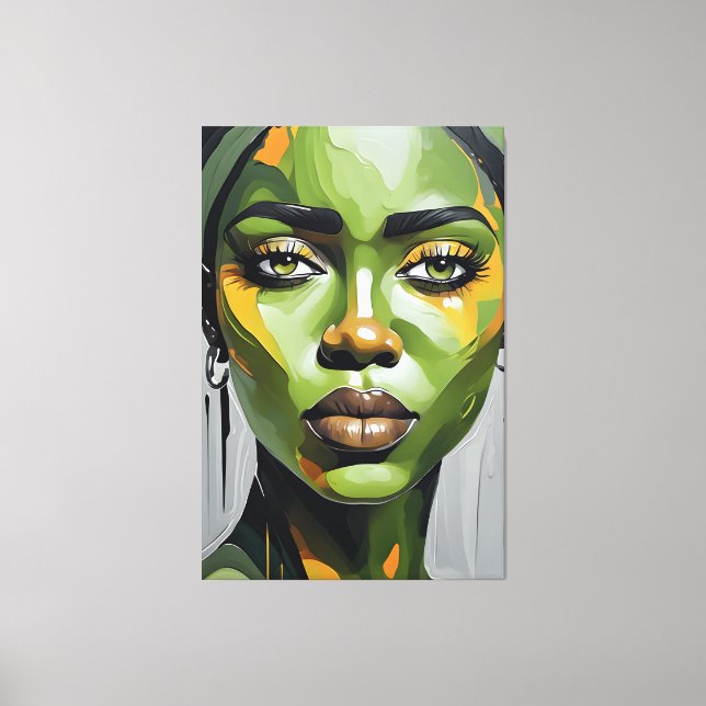 Impressão Em Tela Quadro abstrato rosto de mulher negra (Frente)