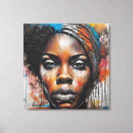 Impressão Em Tela Quadro abstrato rosto de mulher negra