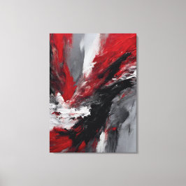Impressão Em Tela Quadro abstrato, vermelho, cinza, preto e branco