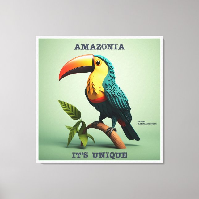 Impressão Em Tela Quadro Amazônia - It's Unique - Tucano (Frente)