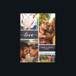Impressão Em Tela Quadro de Colagem de Fotos do Script de Amor Elega<br><div class="desc">Personalize esta canvas com suas fotos favoritas para criar uma colagem para sua arte de parede. Blocos de fundo de quadro para um estilo moderno. Escrita "Love" tipografia com na moda com fins de cauda longa,  personalize com seus nomes e data de aniversário especial.</div>