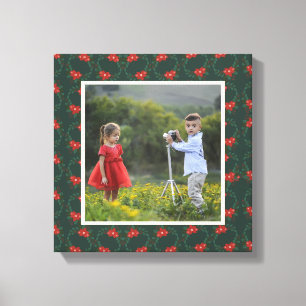 Impressão Em Tela Quadro Floral de Natal Festivo   Foto personalizad