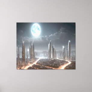 Impressão Em Tela Quadro para paredes "paisagem urbana futurista"