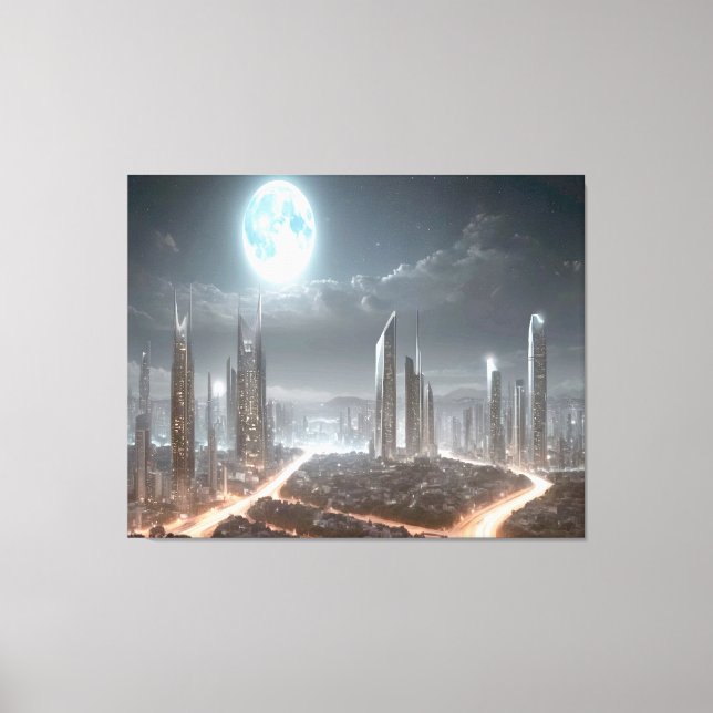 Impressão Em Tela Quadro para paredes "paisagem urbana futurista" (Frente)