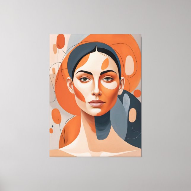 Impressão Em Tela Quadro Rosto de Mulher Séria (Frente)