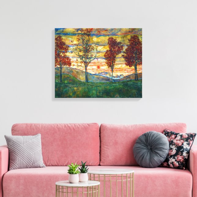Impressão Em Tela Quatro Árvores | Egon Schiele | (Insitu(Sala de estar))
