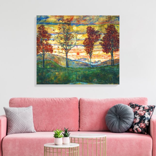 Impressão Em Tela Quatro Árvores | Egon Schiele | (Insitu(Sala de estar))