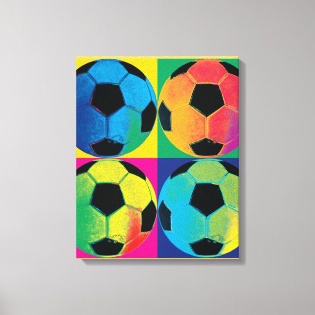 Impressão Em Tela Quatro Bolas de Futebol em Cores Diferentes (Frente)