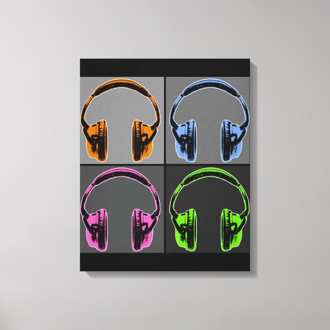 Impressão Em Tela Quatro Fones de ouvido Pop (Frente)