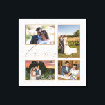 Impressão Em Tela Quatro Fotos de Casamento Colagem Amor Script Bran<br><div class="desc">Exiba lindas memórias do seu dia de casamento em sua casa com esta colagem de quatro fotos, onde você pode facilmente trocar suas 4 fotos favoritas. A palavra Amor sobrepõe as fotos ligeiramente e é definida em elegante letra dourada.O tom de fundo branco pode ser alterado para uma cor diferente,...</div>