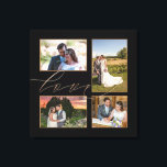 Impressão Em Tela Quatro Fotos De Casamento Colagem Com Escrito De A<br><div class="desc">Mostre memórias felizes do dia do seu casamento em sua casa com esta colagem de 4 fotos, onde você pode facilmente trocar suas próprias quatro fotos favoritas. A palavra Amor sobrepõe as fotos ligeiramente e é definida em um elegante script dourado.A cor preta do fundo pode ser alterada para uma...</div>