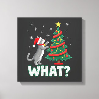 Impressão Em Tela Que Gato Engraçado Empurrando Árvore de Natal Sobr