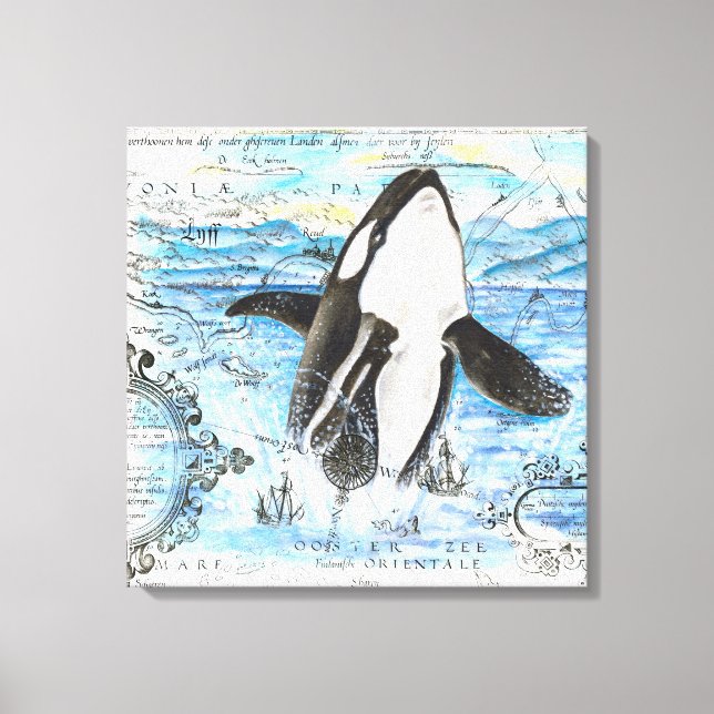 Impressão Em Tela Quebrando Mapa Antigo da Orca (Frente)
