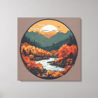 Impressão Em Tela Queda nas montanhas de arte gráfica colorida