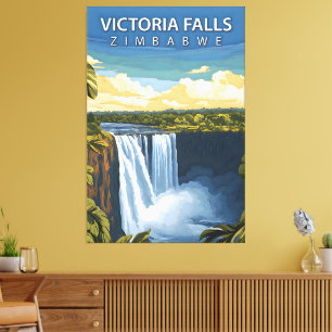 Impressão Em Tela Quedas de Vitória – Cartaz de Viagem Retro do Zimb