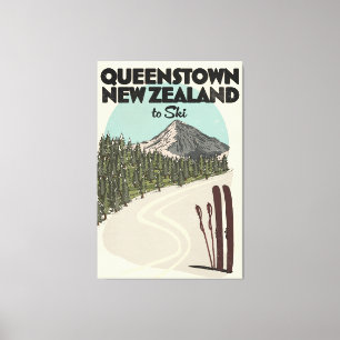 Impressão Em Tela Queenstown Nova Zelândia para Esqui