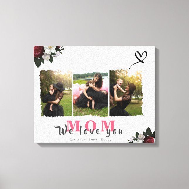 Impressão Em Tela Quic Monograma 3 Fotografia Colagem Família Mãe (Frente)
