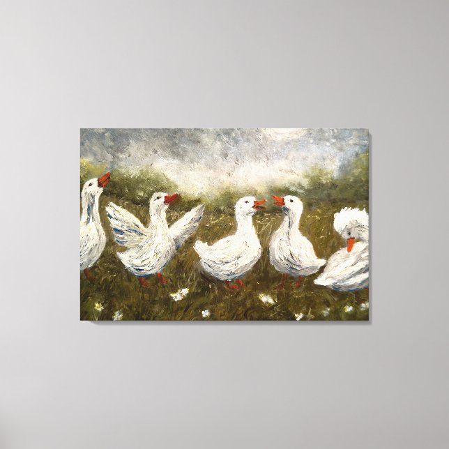 Impressão Em Tela Quiet Quack: White Duck Starry Night Goose (Frente)