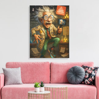 Impressão Em Tela Quirky Einstein Pop Art - Colorida Mad Scientist