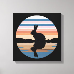 Impressão Em Tela Rabbit Retro Sunset