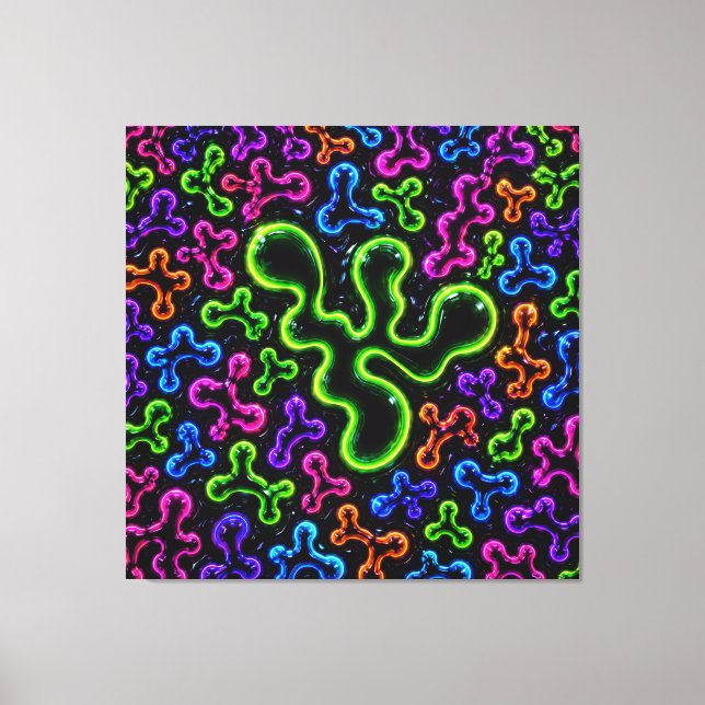 Impressão Em Tela Rabiscos de Neon (Frente)