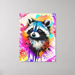 Impressão Em Tela Racoon - Panda de Lixo de Pintura Colorida do Raco