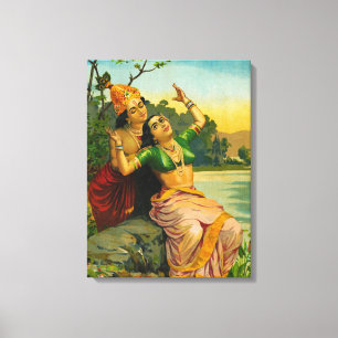 Impressão Em Tela Radha Bilas por Raja Ravi Varma