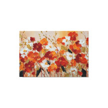 Radiant Red and Gold Floral Abstract Wall Art
