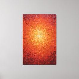Impressão Em Tela Radiante Sol Explodindo em Amarelo e Vermelho Text