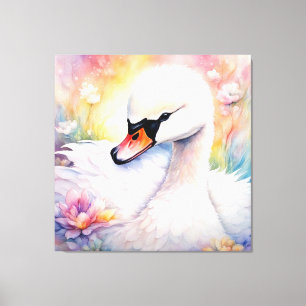 Impressão Em Tela Rainbow Birds Swan 3