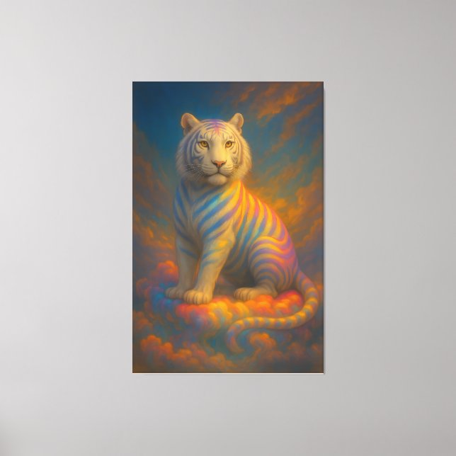 Impressão Em Tela  Rainbow Celestial White Tiger – Divine Cloudlight (Frente)