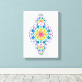Impressão Em Tela Rainbow Floral Fountain Dot Ornamental Mandala