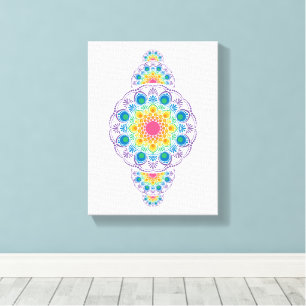 Impressão Em Tela Rainbow Floral Fountain Dot Ornamental Mandala