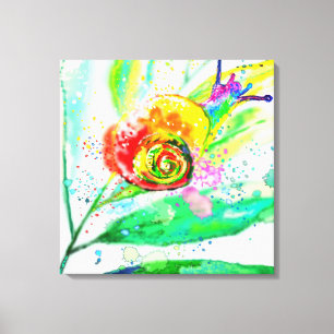 Impressão Em Tela Rainbow Snail - Watercolor
